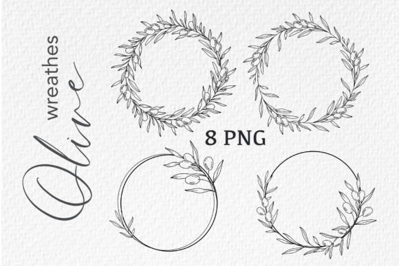 Download Olive Wreath LINE ART. OLIVES CLIPART - Line Collection